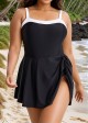 Black And White Color Block Side Tie Swim Dress Swimsuit One Piece Swimdress