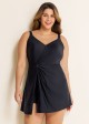 Side Slits Cross Knot With Built-In Pocket Shorts Swim Dress Swimsuit One Piece Swimdress