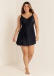 Side Slits Cross Knot With Built-In Pocket Shorts Swim Dress Swimsuit One Piece Swimdress