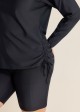 Plus Size Black Long Sleeve Drawstring Women's Swimsuit Tankini Top