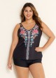 Plus Size Tribal Printed Adjustable Straps Tankini Top