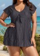 Deep V-neckline Tie Front Women Tankini Top