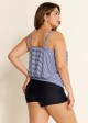 Plus Size Scoop Neck Striped Loose Modest Tankini Top