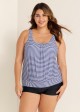 Plus Size Scoop Neck Striped Loose Modest Tankini Top