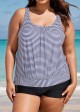 Plus Size Scoop Neck Striped Loose Modest Tankini Top