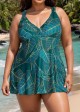 Plus Size Mystic Green Plants Print Wide Straps Stylish Tankini Set
