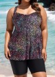 Fashionable Colorful Dot Square Neck Flowy Women Tankini Top