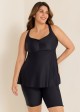 Fashionable Black Square Neck Flowy Plus Size Modest Women's Tankini Swimsuit Top