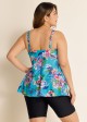 Blue Floral Modest And Designer Curvy Swimwear Bathing Suits Tankini Top