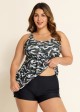 Plus Size Camo Scoop Neck Adjustable Straps Women Tankini Set