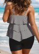 Striped Layered Pullover Style Casual Tankini Top