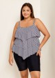 Striped Layered Pullover Style Casual Tankini Top