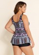 Charming Plus Size Ethnic Print V-neck Tankini Top