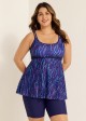 Meteor Striped Print Square Neck Tankini Set