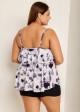 Plus Size Tie Dye Ruffle Hem Tankini Top