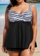 Classic Modest Black Stripe Twist Front Tankini Top