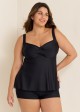 Black Twist Front Plus Size Modest Fashion Tankini Swimsuit Top