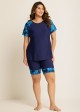Blue Plants Pullover Short Sleeve Modest Plus Size Fashion Casual Tankini Set