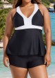 Black And White V Neck Ruffle Fashion Tankin Top