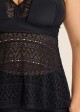 Black V Neck Cut Out Backless Lace Up Tankini Top