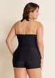 Black V Neck Waist Knot Plus Size Modest Fashion Tankini Swimsuit Top