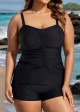 Black Plus Size Ruched Fashion Tankini Top