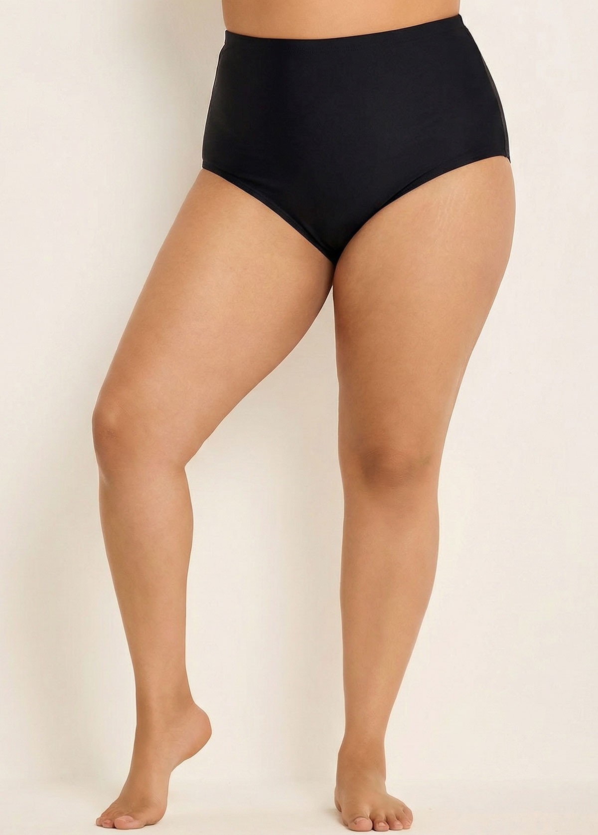 Black Full Leg High Waist Beach Brief Bottom