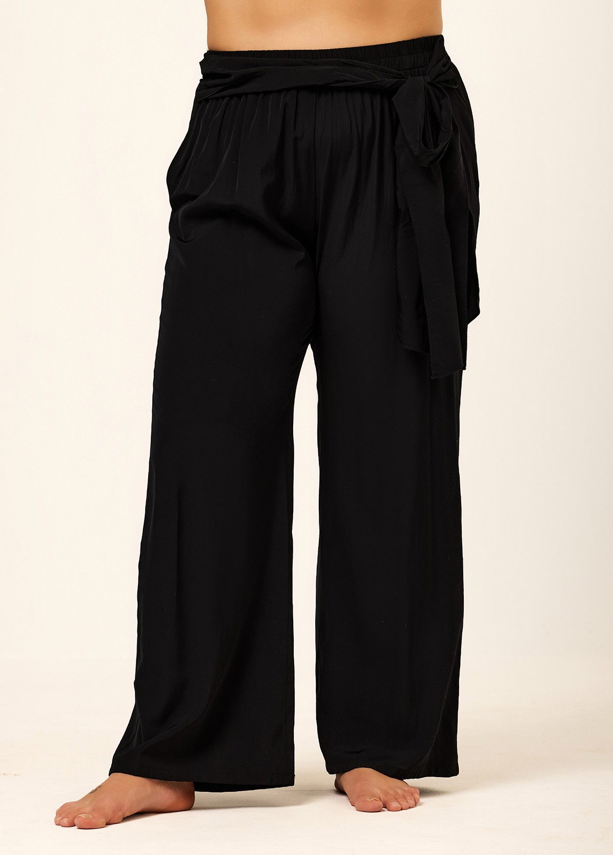 Black Knotted Plus Size Modest Fashion Loose Cover Up Swimsuit Pants