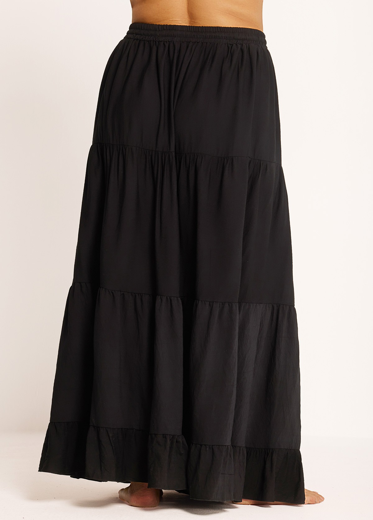 Curvy Black Drawstring Casual Beach Cover Up Dress