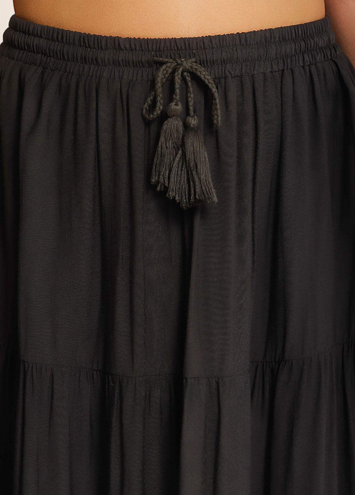 Curvy Black Drawstring Casual Beach Cover Up Dress