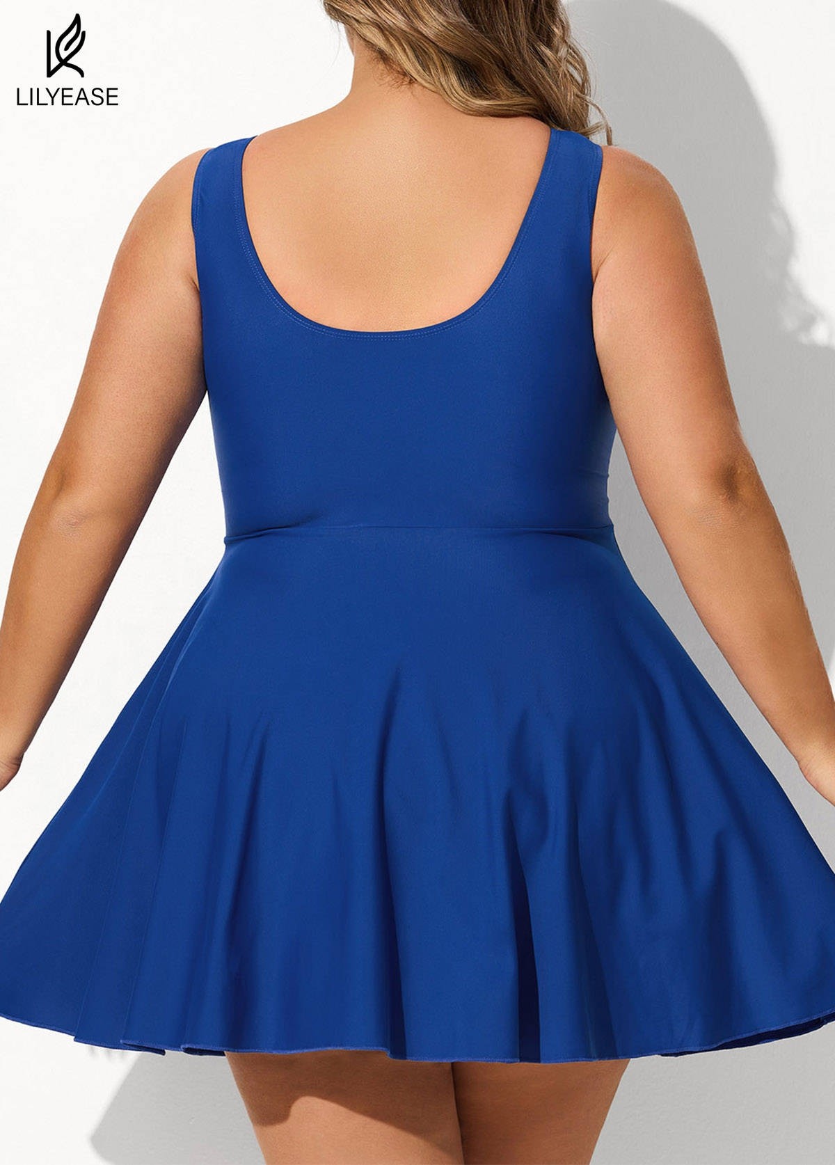 Chic U-Neck Sleeveless Sporty Swim Dress Set