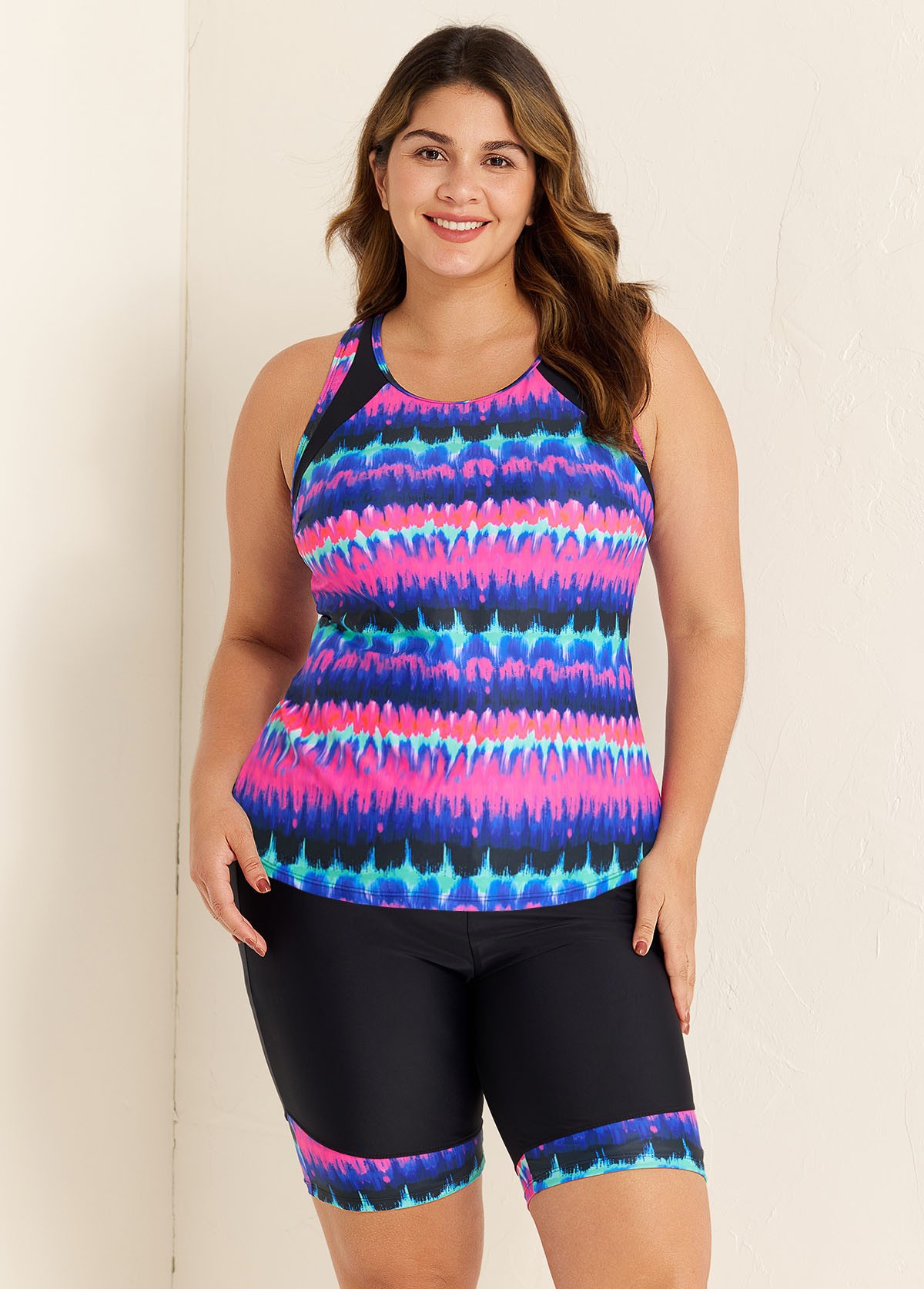 Purple Pink Ombre Sporty Racerback Tankini Set