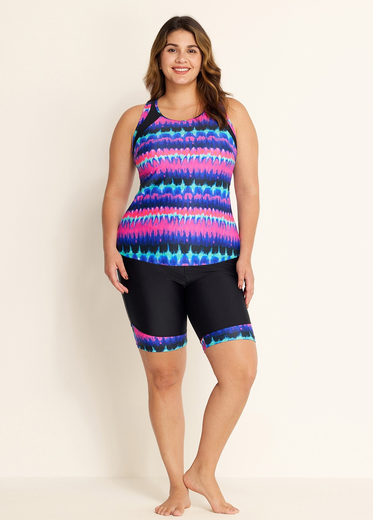 Purple Pink Ombre Sporty Racerback Tankini Set