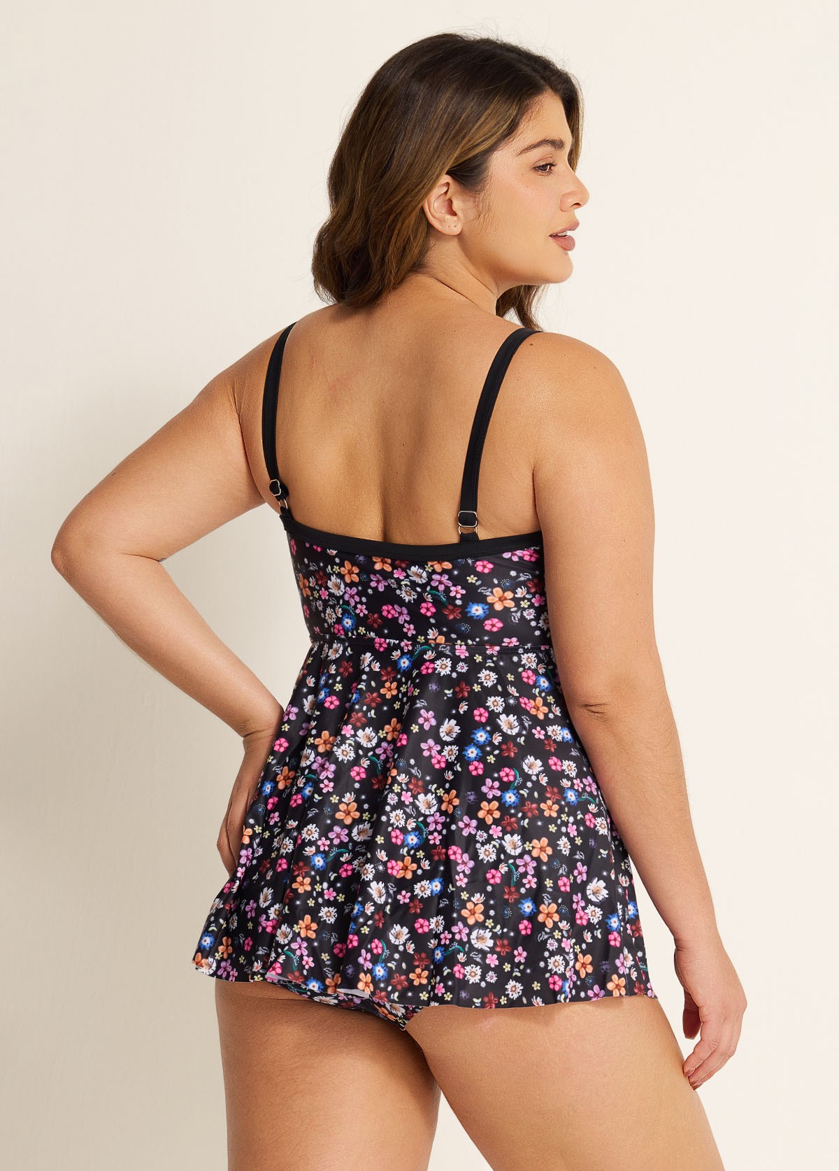 Plus Size Stylish Colorful Floral Print Women Tankini Set