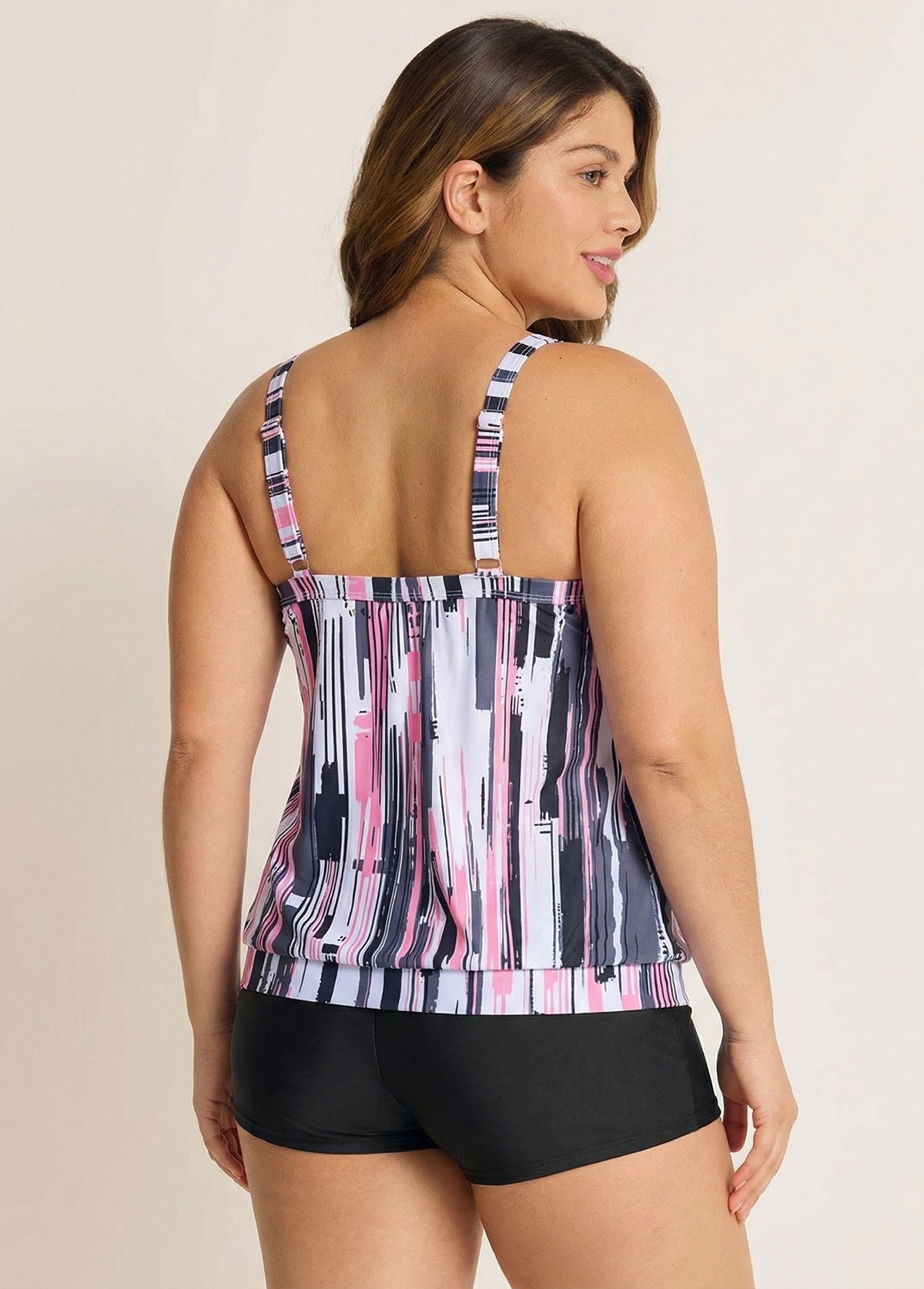 Modest Pink Garments Stripes Tankini Top